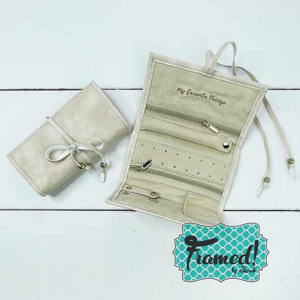 Fabric roll Jewelry Organizer in Cream