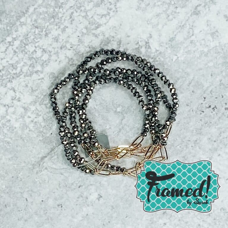Gold Paperclip and Graphite Beaded Bracelet