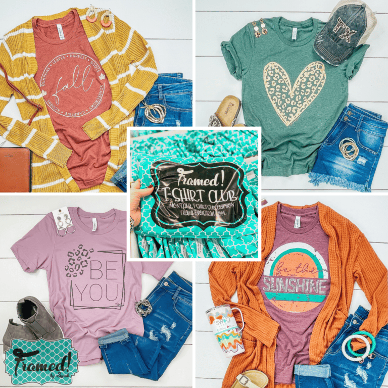 5 image grid of past Tshirt club images - Gifts for Women Under $30
