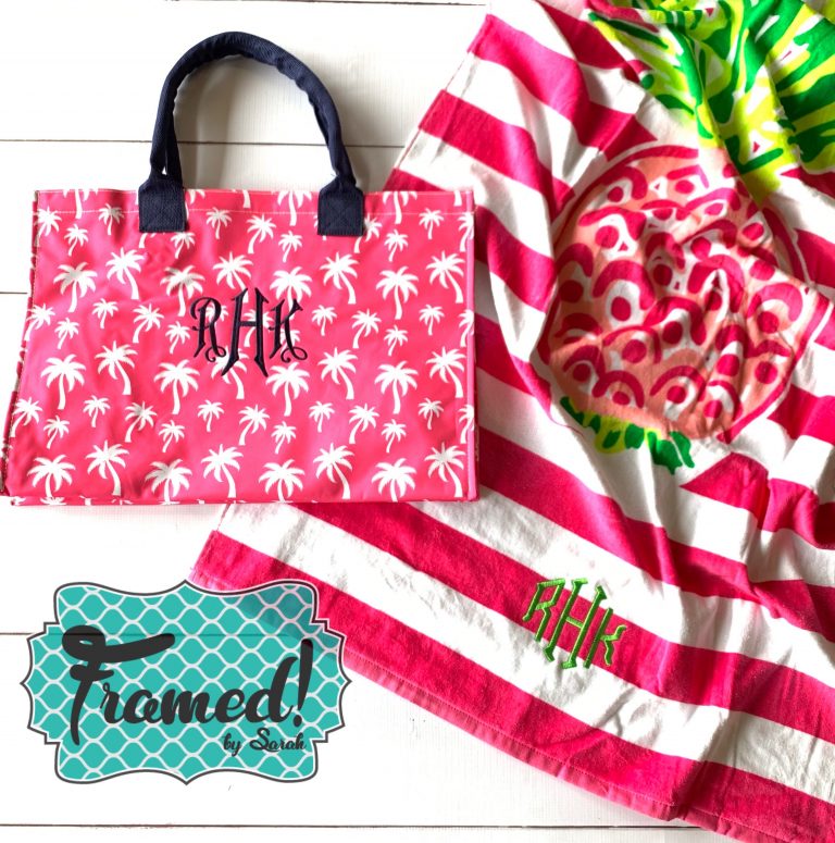 Monogrammed Tote and Towel Beach Essentials Framed by Sarah