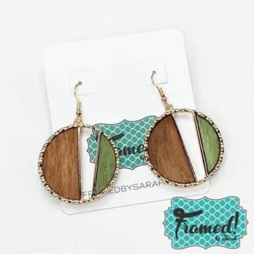 Olive & Wood Disc Earrings