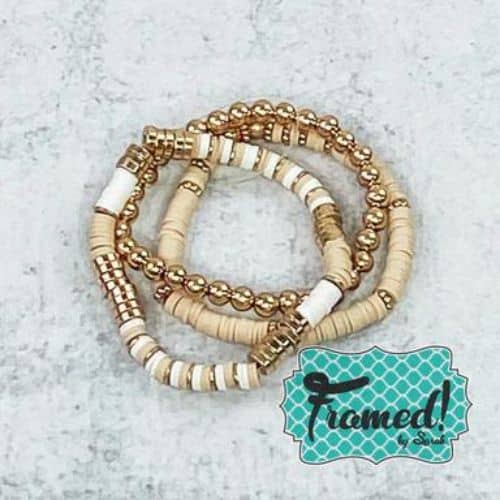 Tan & Gold Beaded Bracelet Stack