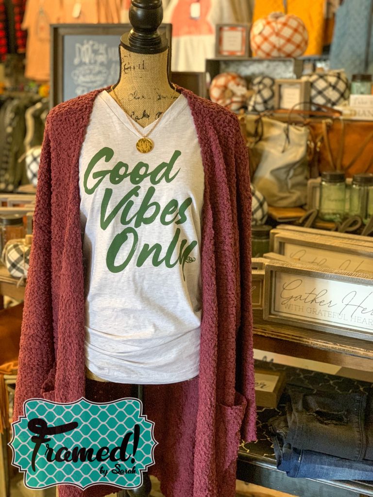 burgundy sweater Good Vibes Only September 2020 T-shirt Club Framed by Sarah