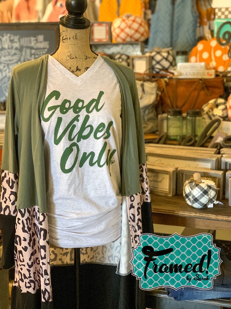 leopard duster Good Vibes Only September 2020 T-shirt Club Framed by Sarah