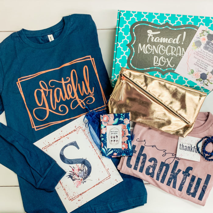 Thankful and Grateful November Monogram Box Framed by Sarah