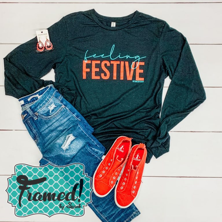 Feeling Festive Tee Red Shoes Framed by Sarah