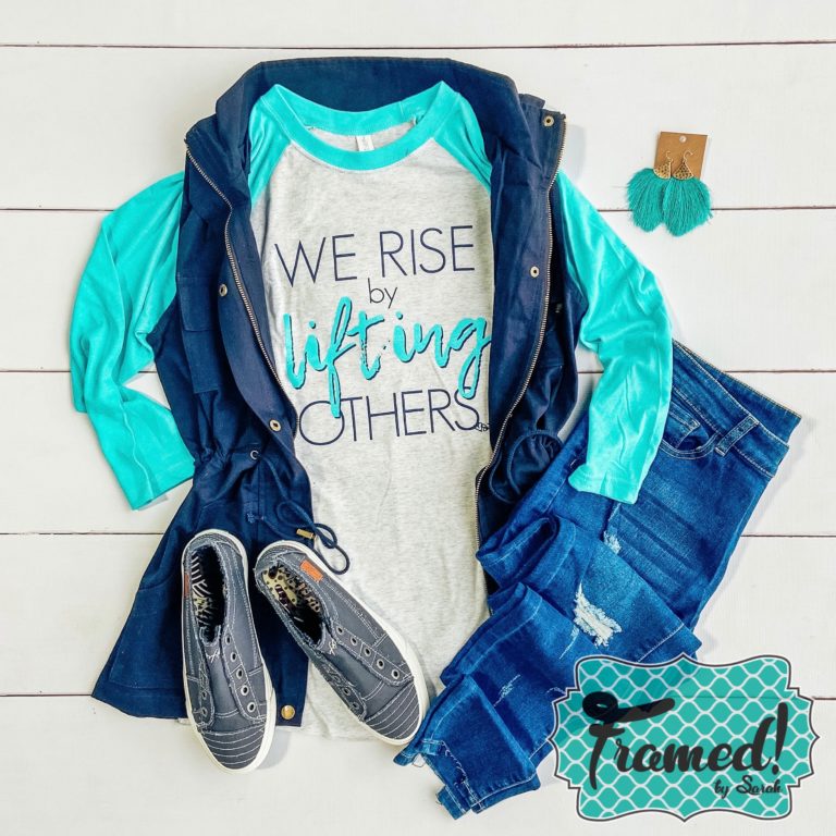 Cargo Vest Outfit We rise by lifting others! January T-Shirt Club Framed by Sarah