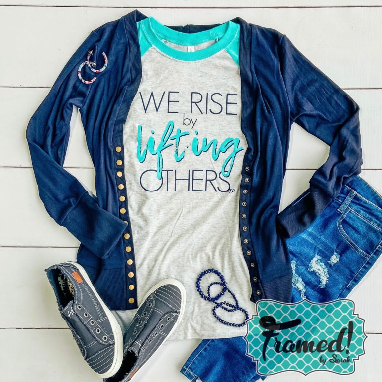 Navy Cardi Outfit January T-Shirt Club Framed by Sarah