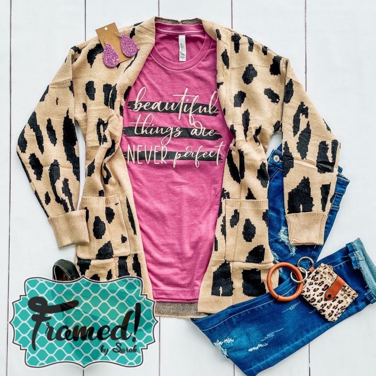 Leopard Sweater Beautiful things are never perfect Framed by Sarah