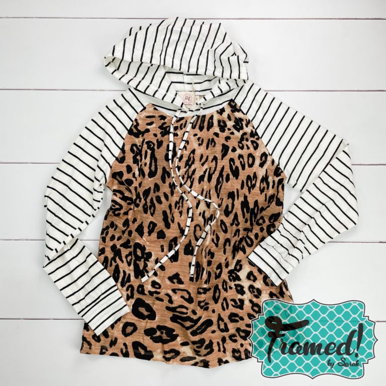 Find your way striped leopard hoodie