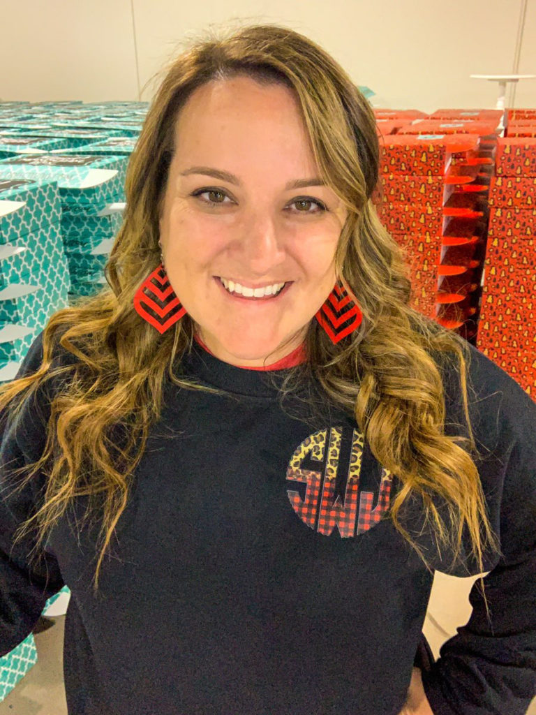Sarah in Monogrammed Sweatshirt