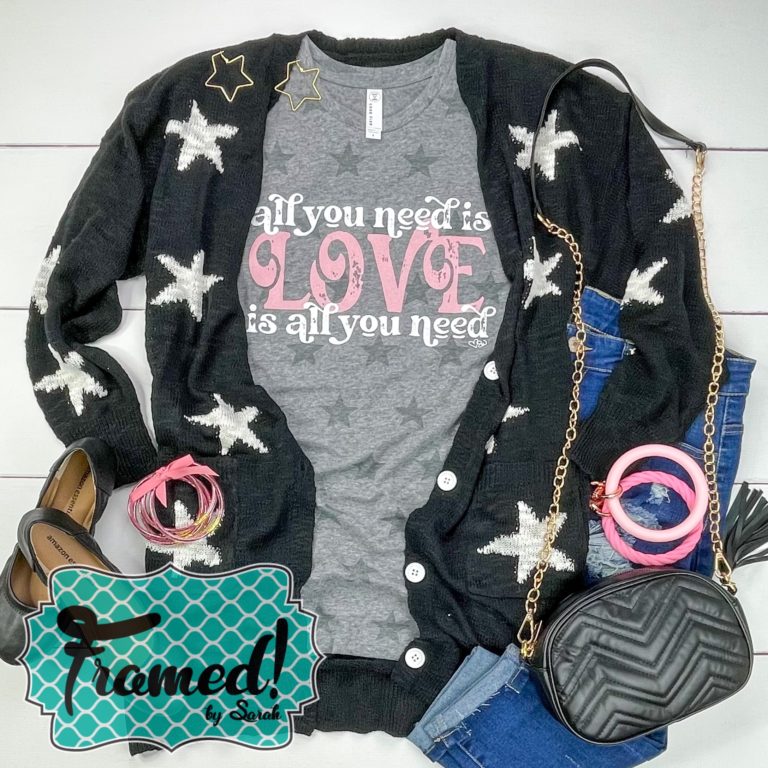 Bring on the Stars! All You Need is Love Tee framed