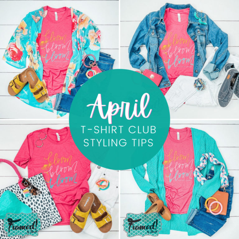 Hot pink colorful Bloom tshirt styled with a kimono, jean jacket. with a tote., and teal cardigan