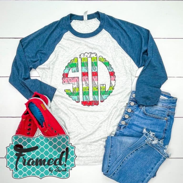 Monogrammed Christmas Raglan Tee