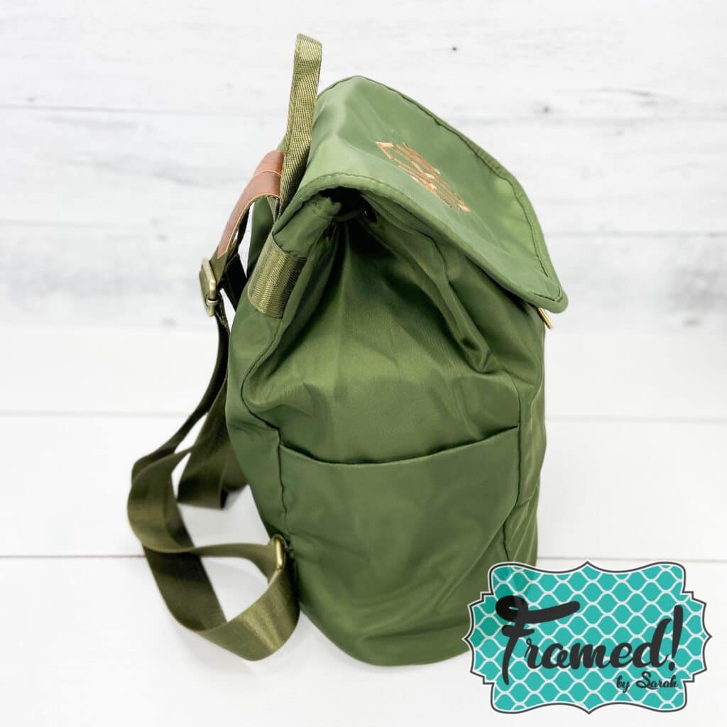 Image showing the side of the Olive Green Backpack
