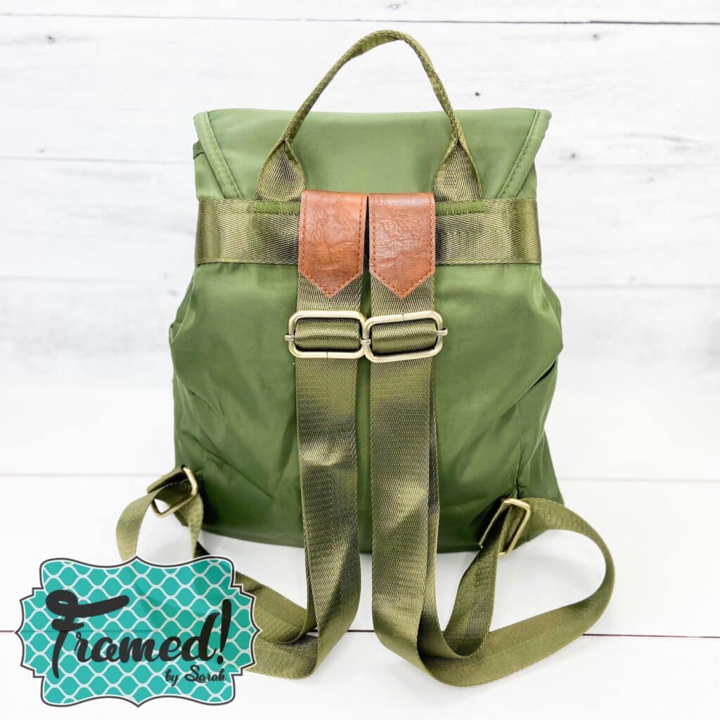 Image showing the back and straps of the Olive Green Backpack