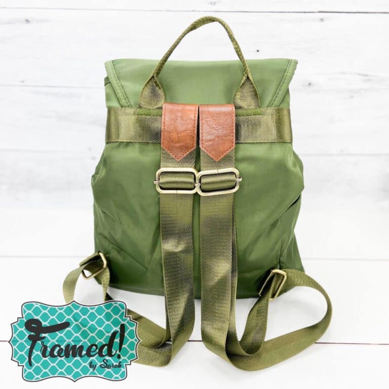 Image showing the back and straps of the Olive Green Backpack