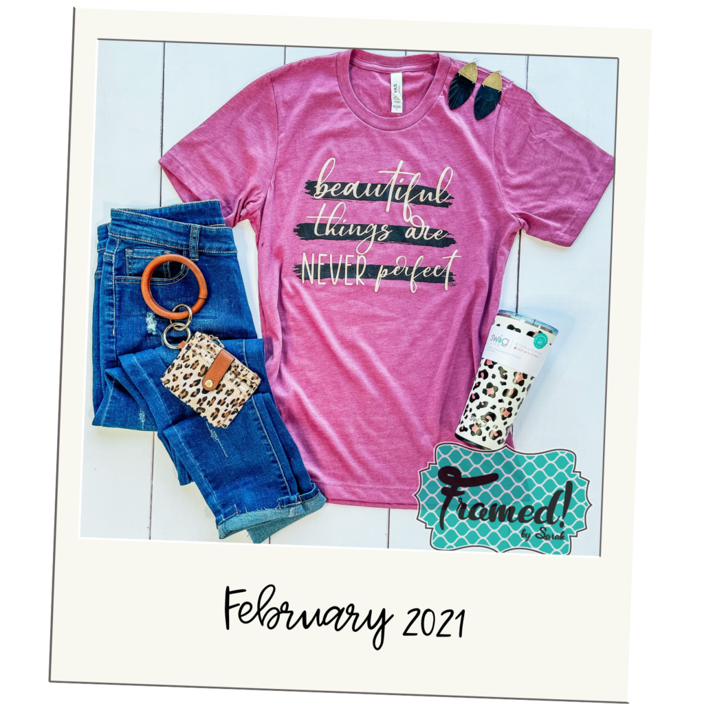 Polaroid of a hot pink shirt "February 2021"