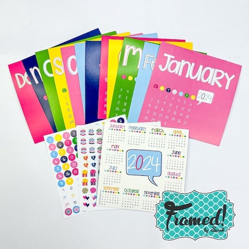 Mini Desktop Calendar with Stickers displayed