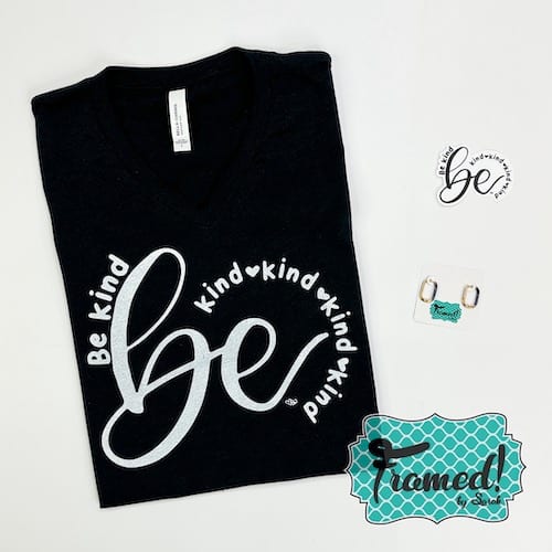 black "Be Cool" Folded Tee with be cool Sticker + silver Earrings
