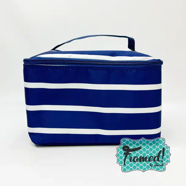Navy & White Stripe Printed Cosmetic Bag