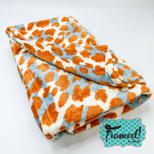 Orange, gray and ivory Super Soft, Extra-Large Blanket