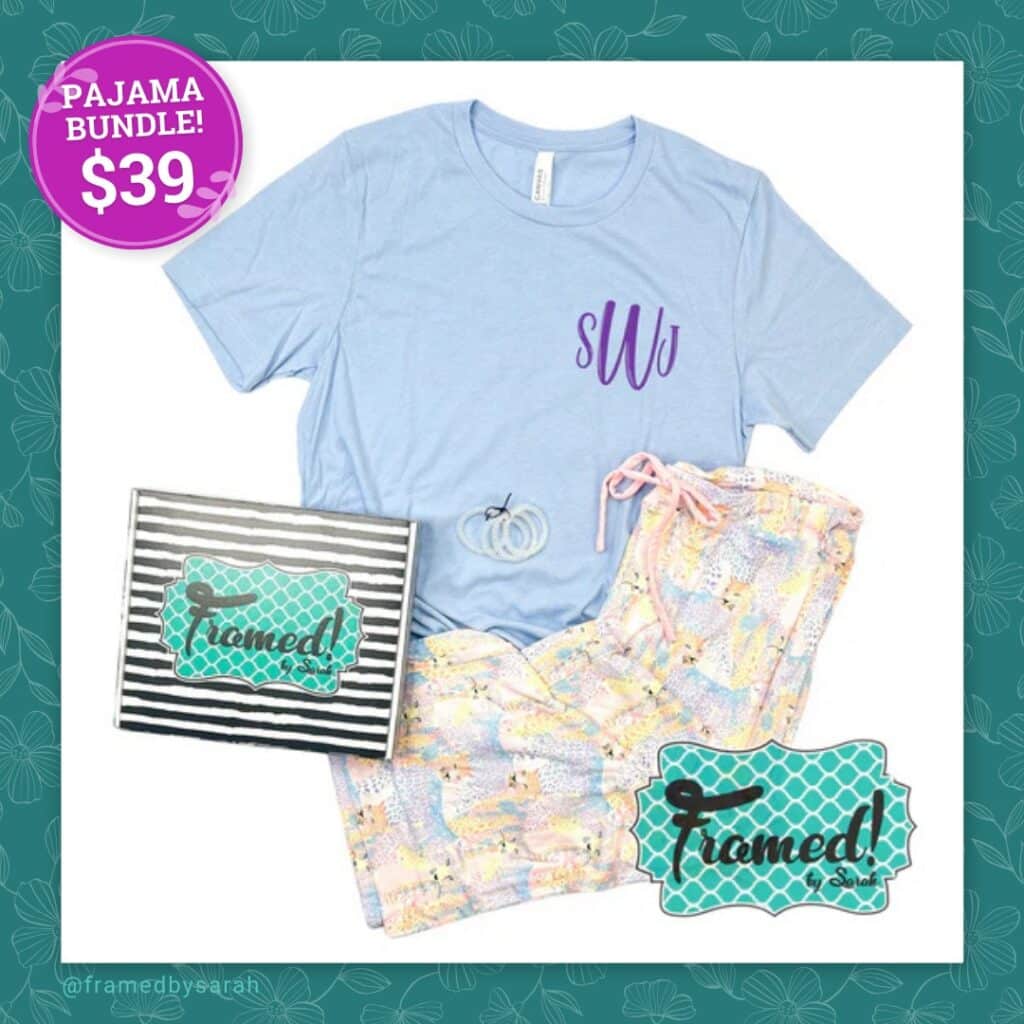 Monogrammed Tee + Pastel Cheetah Pajama Bundle