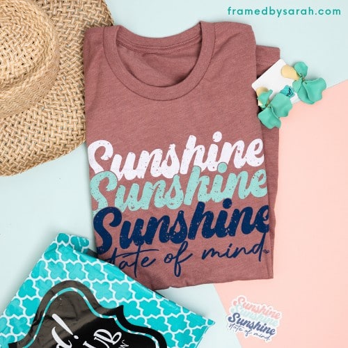 Sunshine On My Mind July T-Shirt Club Tee with Turquoise drop earrings