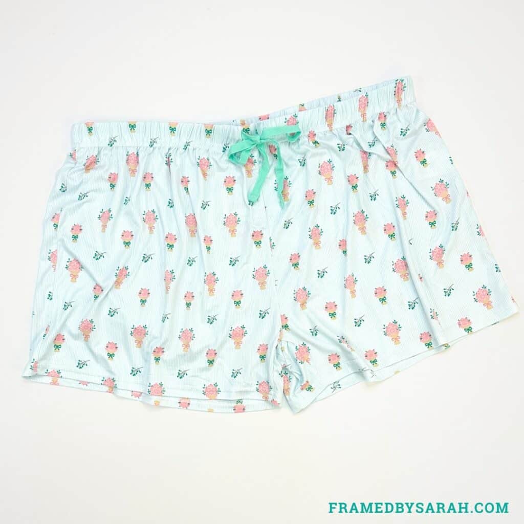 blue and pink floral Oh-So-Comfy Pajama Shorts