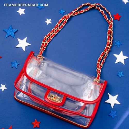 Clear Crossbody Bag with red piping