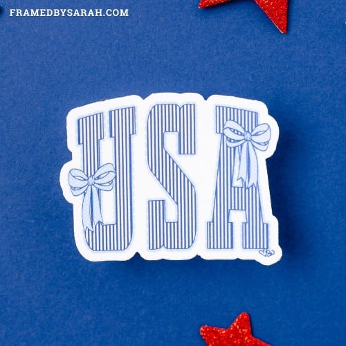 striped "USA" sticker
