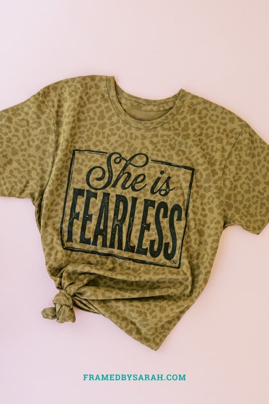 She is Fearless leopard print tee