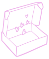 Lilac drawn open box with hearts