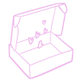 Lilac drawn open box with hearts
