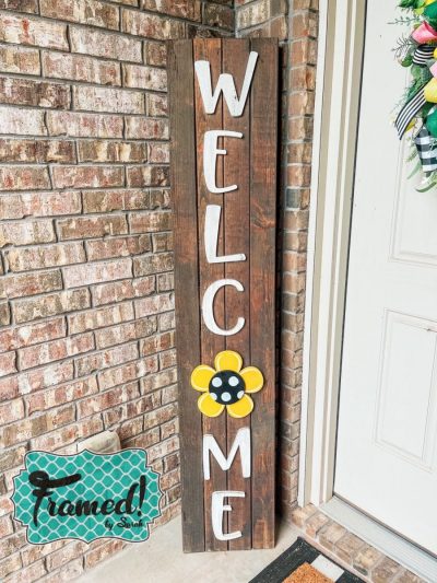 welcome board sunflower